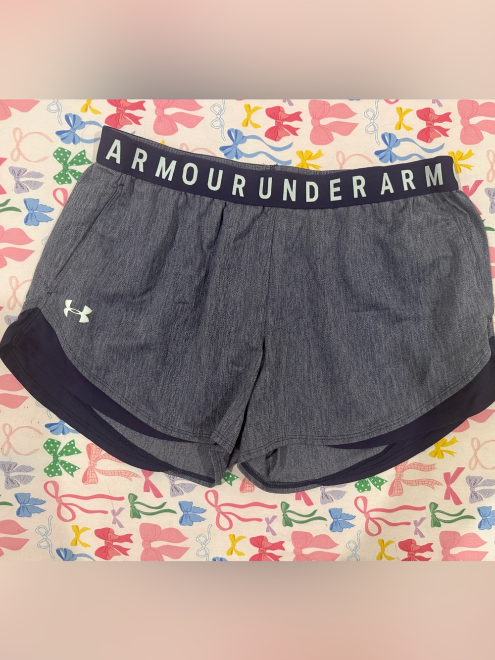 Under Armour Women’s Heather Purple Athletic Shorts with Black Waistband